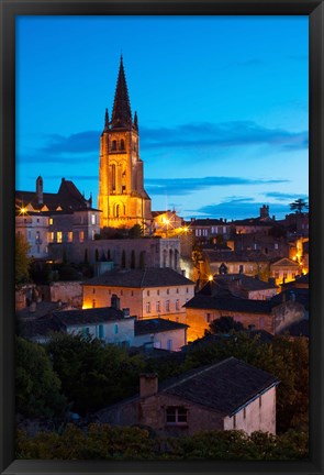 Framed Eglise Monolithe Church at Dawn, Saint-Emilion, Gironde, Aquitaine, France Print