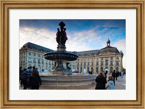 Framed Place de la Bourse buildings at dusk, Bordeaux, Gironde, Aquitaine, France Print