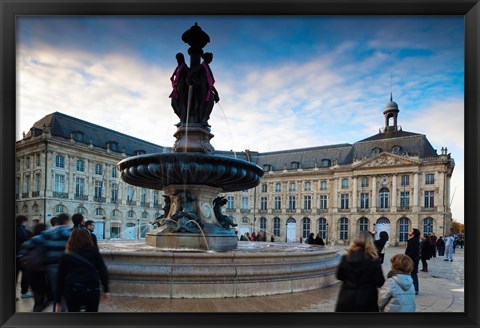 Framed Place de la Bourse buildings at dusk, Bordeaux, Gironde, Aquitaine, France Print