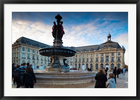 Framed Place de la Bourse buildings at dusk, Bordeaux, Gironde, Aquitaine, France Print