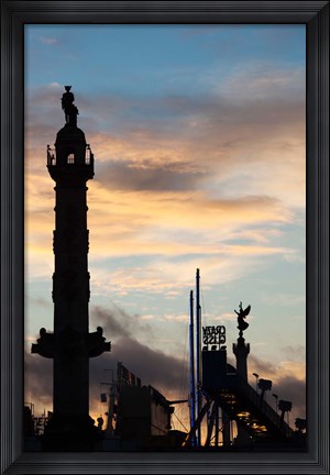 Framed Esplanade des Quinconces and carnival at sunset, Bordeaux, Gironde, Aquitaine, France Print