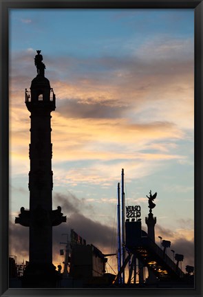 Framed Esplanade des Quinconces and carnival at sunset, Bordeaux, Gironde, Aquitaine, France Print