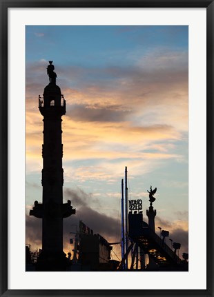 Framed Esplanade des Quinconces and carnival at sunset, Bordeaux, Gironde, Aquitaine, France Print