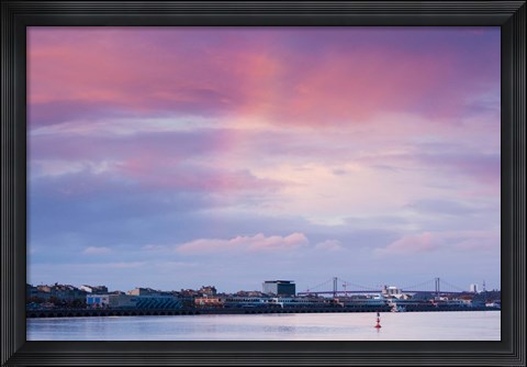 Framed Garonne Riverfront at dusk, Bordeaux, Gironde, Aquitaine, France Print