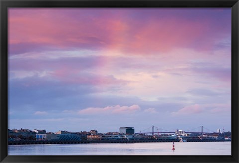 Framed Garonne Riverfront at dusk, Bordeaux, Gironde, Aquitaine, France Print