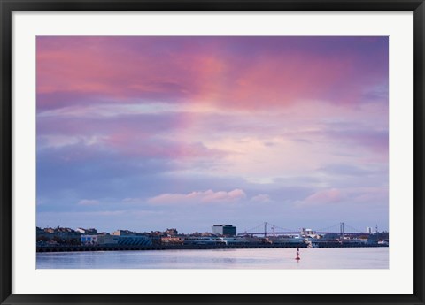 Framed Garonne Riverfront at dusk, Bordeaux, Gironde, Aquitaine, France Print