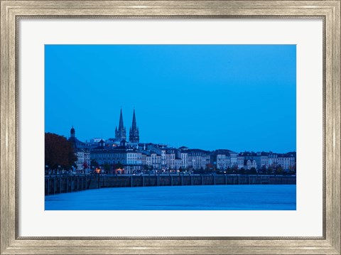 Framed Garonne Riverfront at dawn, Bordeaux, Gironde, Aquitaine, France Print