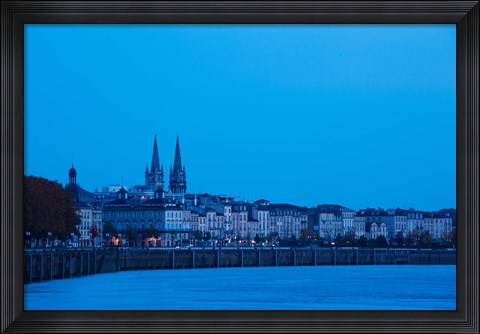 Framed Garonne Riverfront at dawn, Bordeaux, Gironde, Aquitaine, France Print