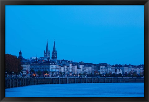 Framed Garonne Riverfront at dawn, Bordeaux, Gironde, Aquitaine, France Print