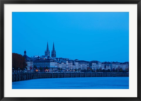 Framed Garonne Riverfront at dawn, Bordeaux, Gironde, Aquitaine, France Print