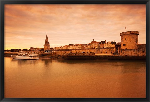 Framed Tour de la Lanterne and Tour de la Chaine towers, La Rochelle, Charente-Maritime, Poitou-Charentes, France Print