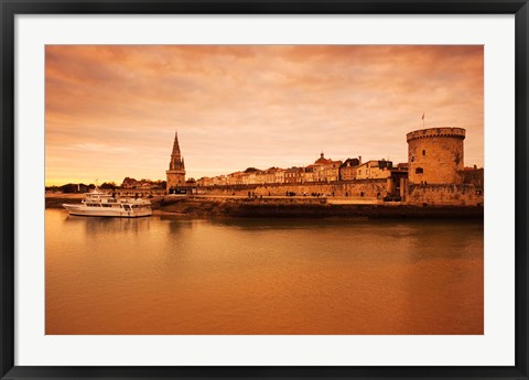 Framed Tour de la Lanterne and Tour de la Chaine towers, La Rochelle, Charente-Maritime, Poitou-Charentes, France Print