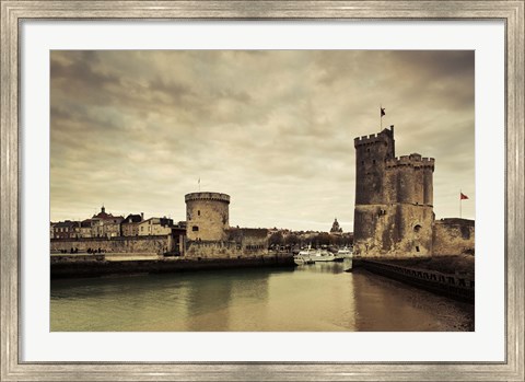 Framed Tour de la Chaine and Tour St-Nicholas towers, Old Port, La Rochelle, Charente-Maritime, Poitou-Charentes, France Print