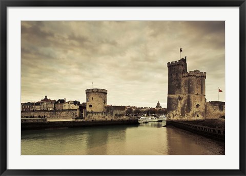 Framed Tour de la Chaine and Tour St-Nicholas towers, Old Port, La Rochelle, Charente-Maritime, Poitou-Charentes, France Print