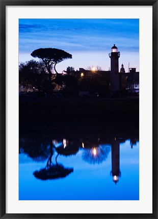 Framed Silhouette of Old Port Lighthouse at dawn, La Rochelle, Charente-Maritime, Poitou-Charentes, France Print