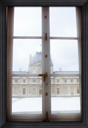 Framed Louvre museum viewed through a window, Paris, Ile-de-France, France Print