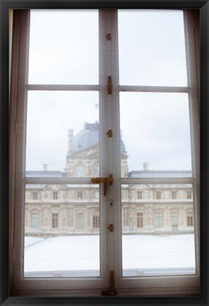 Framed Louvre museum viewed through a window, Paris, Ile-de-France, France Print