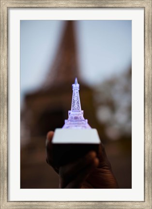 Framed Close-up of a souvenir miniature Eiffel Tower lamp, Paris, Ile-de-France, France Print