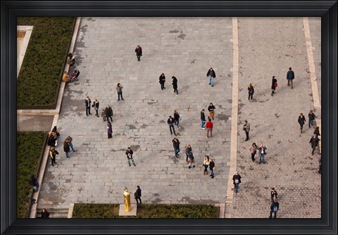 Framed Aerial view of tourists viewed from Notre Dame Cathedral, Paris, Ile-de-France, France Print