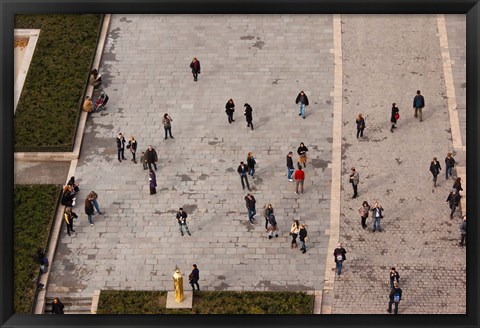 Framed Aerial view of tourists viewed from Notre Dame Cathedral, Paris, Ile-de-France, France Print