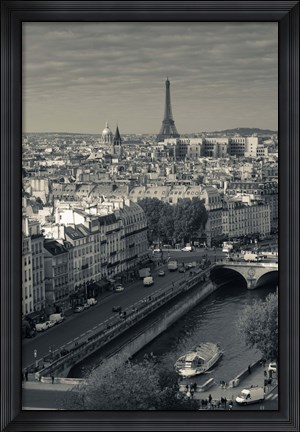 Framed City with Eiffel tower in the background viewed from Notre Dame Cathedral, Paris, Ile-de-France, France Print