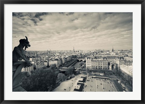 Framed City viewed from the Notre Dame Cathedral, Paris, Ile-de-France, France Print