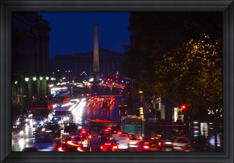 Framed Rue Royale at Night, Paris, Ile-de-France, France Print