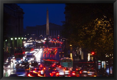 Framed Rue Royale at Night, Paris, Ile-de-France, France Print