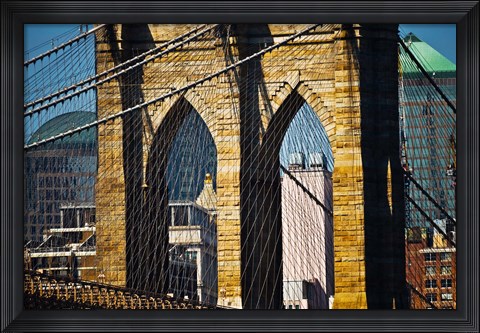 Framed Close-up One of the Brooklyn Bridge Towers, New York Print