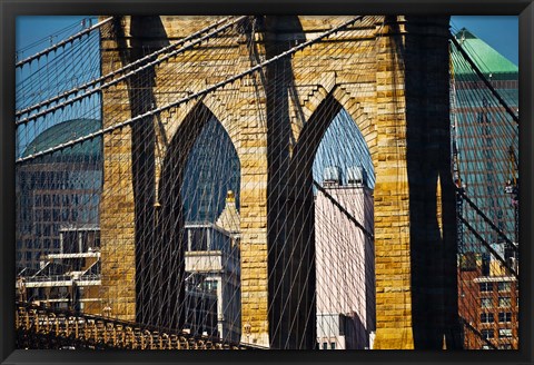 Framed Close-up One of the Brooklyn Bridge Towers, New York Print