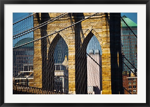 Framed Close-up One of the Brooklyn Bridge Towers, New York Print