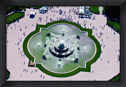 Framed Aerial view of the Buckingham Fountain at Grant Park, Chicago, Cook County, Illinois, USA Print