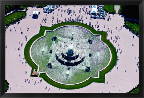 Framed Aerial view of the Buckingham Fountain at Grant Park, Chicago, Cook County, Illinois, USA Print