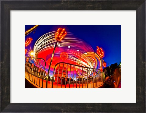Framed Time exposure of a Carnival ride at night Print