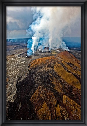 Framed Steaming Volcano, Kilauea, Kauai, Hawaii Print