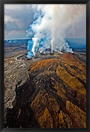 Framed Steaming Volcano, Kilauea, Kauai, Hawaii Print