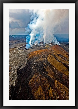 Framed Steaming Volcano, Kilauea, Kauai, Hawaii Print