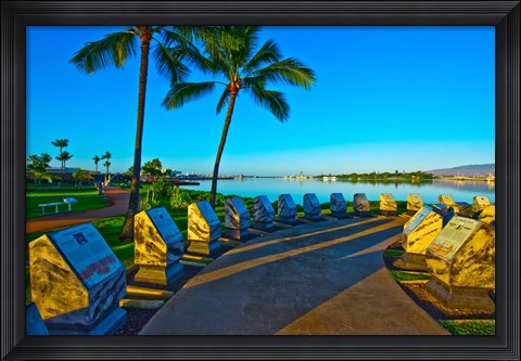 Framed Waterfront Submarine Memorial, USS Bowfin Submarine Museum And Park, Pearl Harbor, Honolulu, Oahu, Hawaii, USA Print