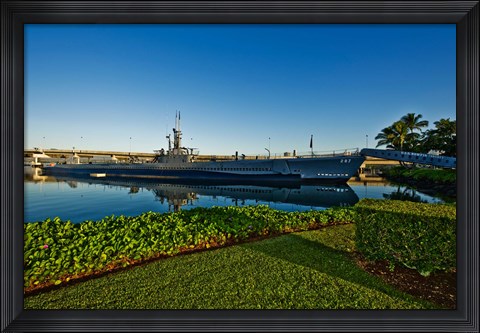 Framed World War II submarine at a museum, USS Bowfin Submarine Museum And Park, Pearl Harbor, Honolulu, Oahu, Hawaii, USA Print