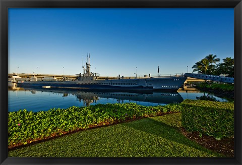 Framed World War II submarine at a museum, USS Bowfin Submarine Museum And Park, Pearl Harbor, Honolulu, Oahu, Hawaii, USA Print