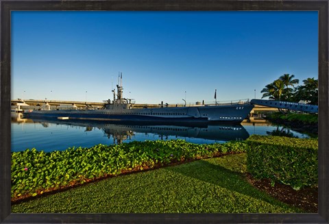 Framed World War II submarine at a museum, USS Bowfin Submarine Museum And Park, Pearl Harbor, Honolulu, Oahu, Hawaii, USA Print