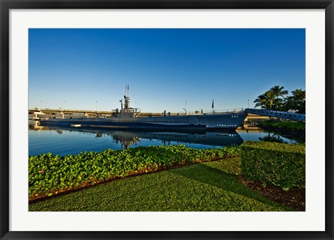 Framed World War II submarine at a museum, USS Bowfin Submarine Museum And Park, Pearl Harbor, Honolulu, Oahu, Hawaii, USA Print