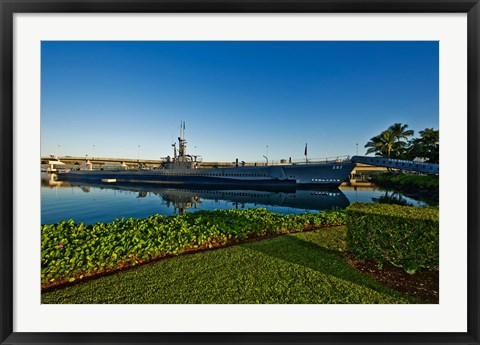 Framed World War II submarine at a museum, USS Bowfin Submarine Museum And Park, Pearl Harbor, Honolulu, Oahu, Hawaii, USA Print