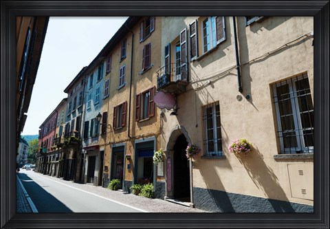 Framed Houses along a street, Cernobbio, Como, Lombardy, Italy Print
