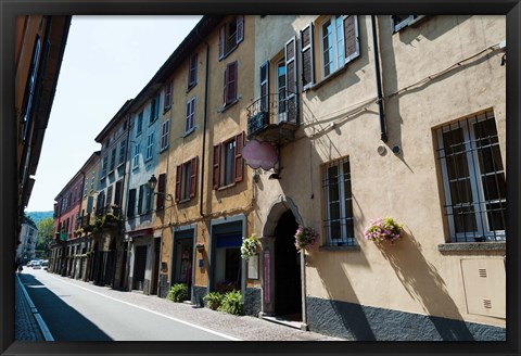 Framed Houses along a street, Cernobbio, Como, Lombardy, Italy Print