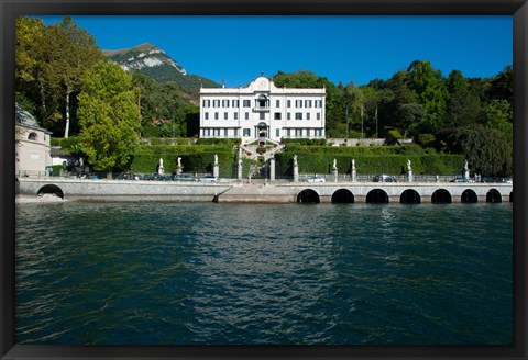Framed Villa at the waterfront, Villa Carlotta, Tremezzo, Lake Como, Lombardy, Italy Print