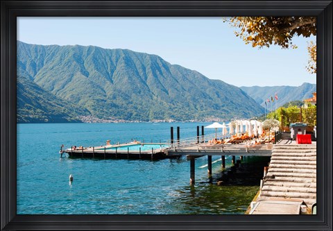 Framed Sundeck and floating pool at Grand Hotel, Tremezzo, Lake Como, Lombardy, Italy Print