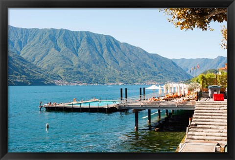 Framed Sundeck and floating pool at Grand Hotel, Tremezzo, Lake Como, Lombardy, Italy Print