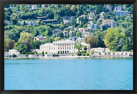 Framed Buildings on a hill, Villa Olmo, Lake Como, Lombardy, Italy Print