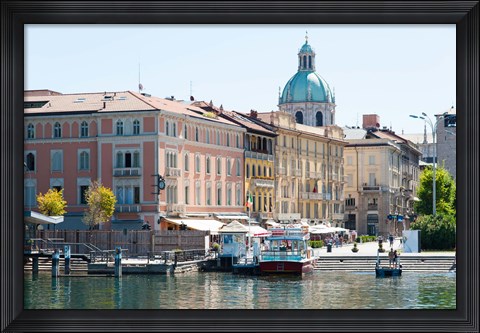 Framed Buildings alongside Lake Como at Piazza Cavour, Como, Lombardy, Italy Print